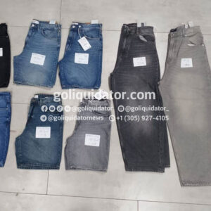 Mixed brand-name jeans by the container