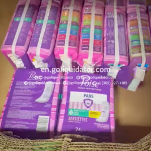Lot of sanitary pads, tampons, and female incontinence products