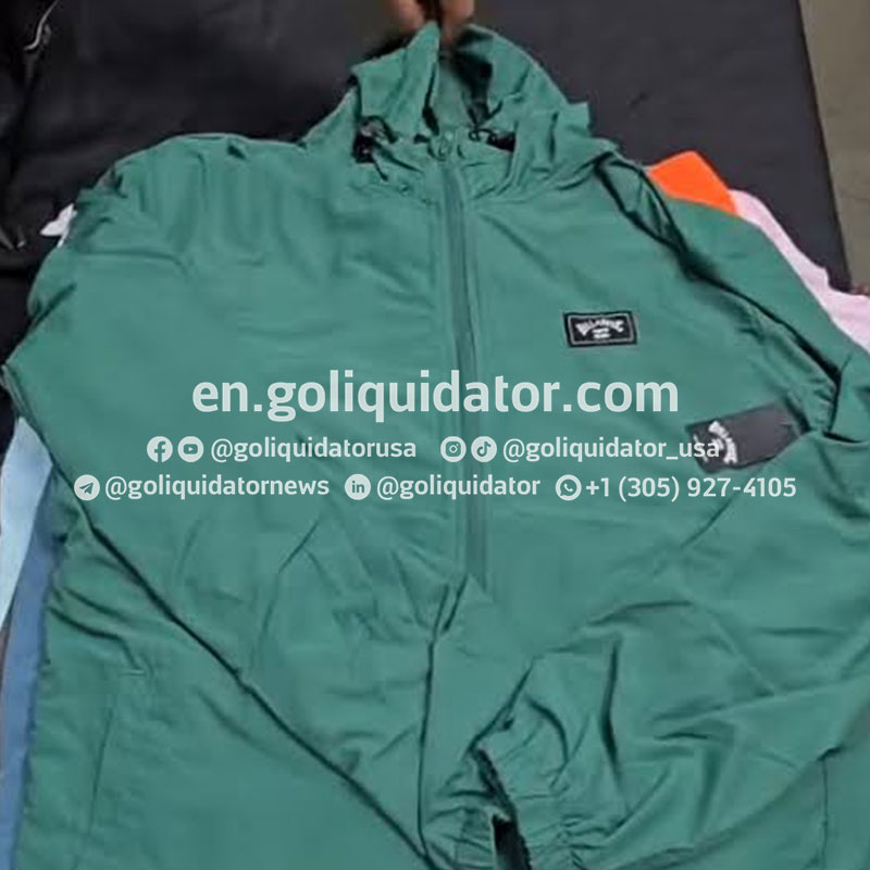 Lots of mixed clothing from surf and adventure brands