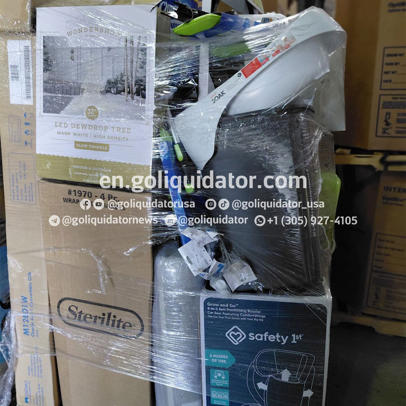 Pallets of general merchandise from department stores