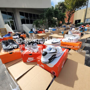 Name-brand sneakers, casual shoes, and branded clothing by container