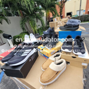 Name-brand sneakers, casual shoes, and branded clothing by container