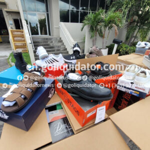 Name-brand sneakers, casual shoes, and branded clothing by container