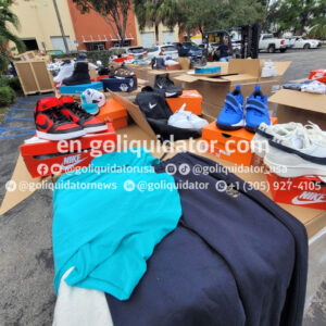 Name-brand sneakers, casual shoes, and branded clothing by container