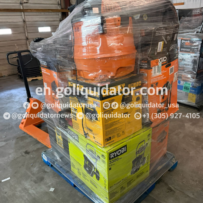 Tools and hardware items by pallet, from The Home Depot