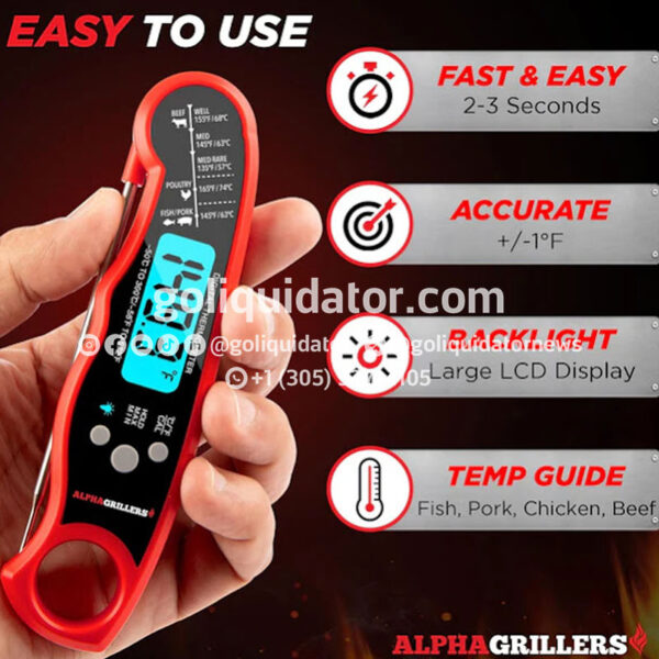 Lots of Alpha Griller digital meat thermometers in wholesale liquidation.