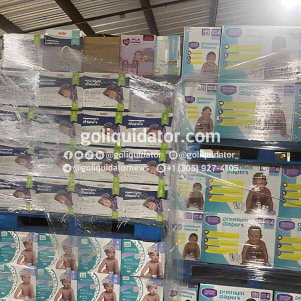 Lot of diapers for children in wholesale liquidation.