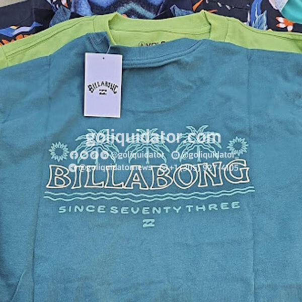 Lots of clothing from Quiksilver, Billabong, RVCA, Volcom, Roxy, in wholesale liquidation.